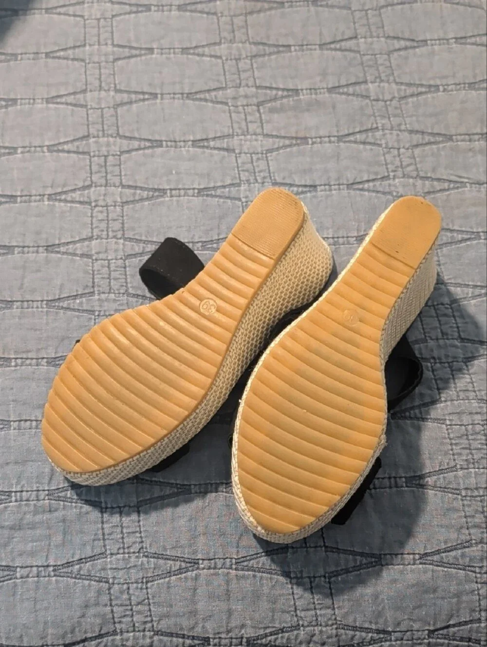 Black Wedge Slide Sandals with Espadrille Platform